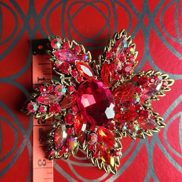 Red Gemstone Ladies Red Exquisite Brooch NWOT - Picture 6 of 9